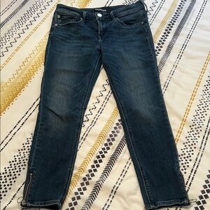 Express Blue Skinny Jeans with Faded Detailing